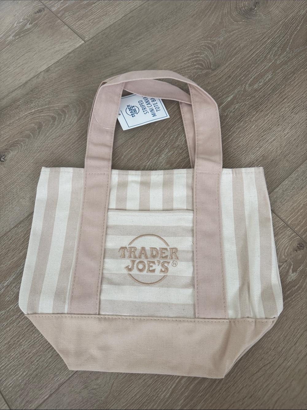 Trader Joe's Beige Stripe Canvas‎ Tote Bag